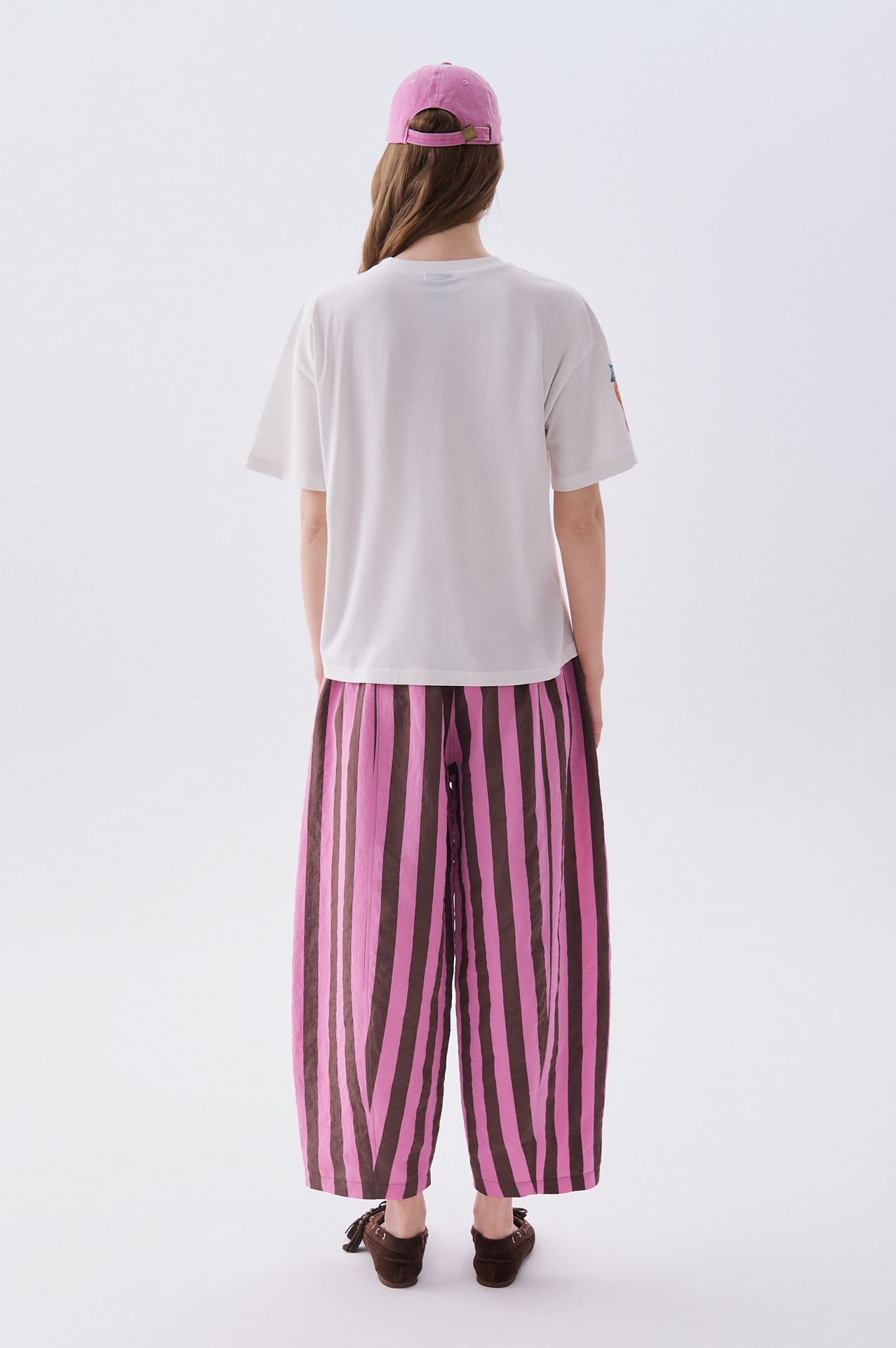 Kadın Beyaz Baskılı Loose Fit Bisiklet Yaka T-Shirt