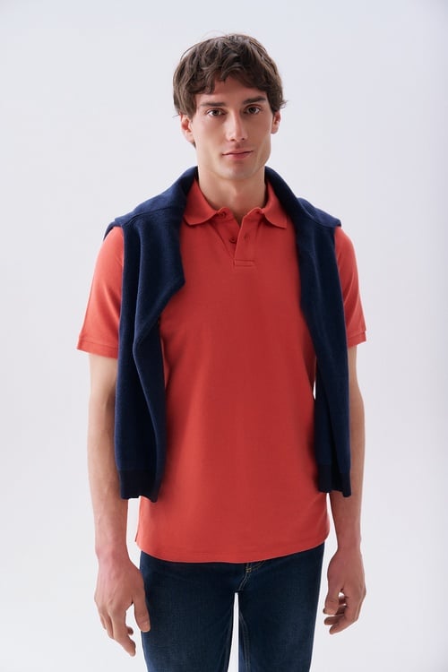 Erkek Turuncu Polo Yaka T-Shirt