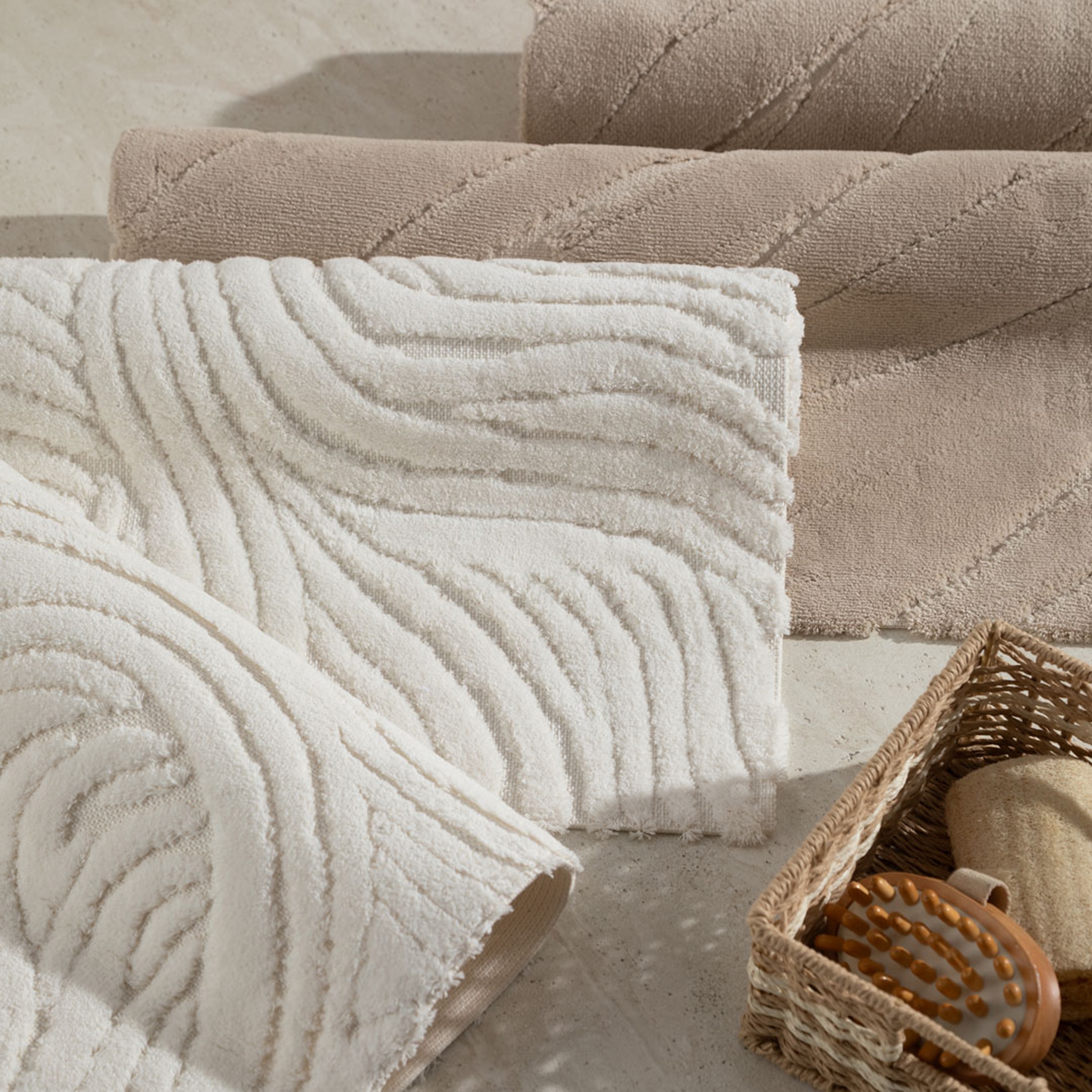 LOUISE 2'Lİ BANYO PASPAS SETİ EKRU