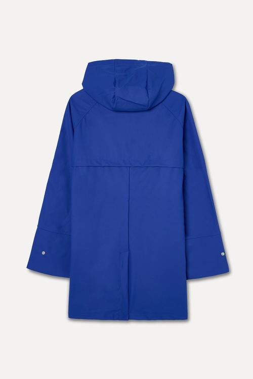 Kadın Mavi Oversize Kapüşonlu Yağmurluk