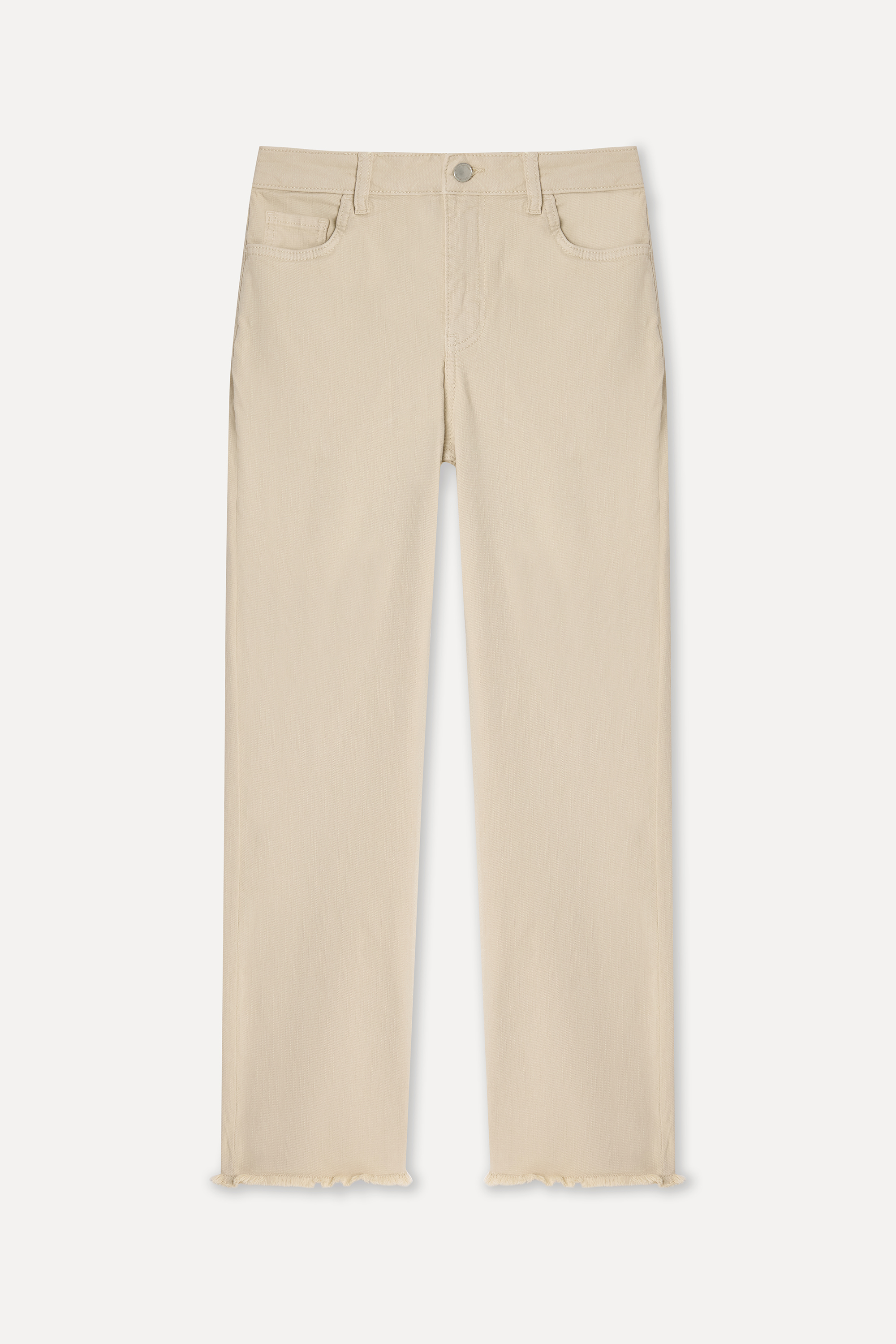 Kadın Ekru Cropped Flare Fit Pantolon