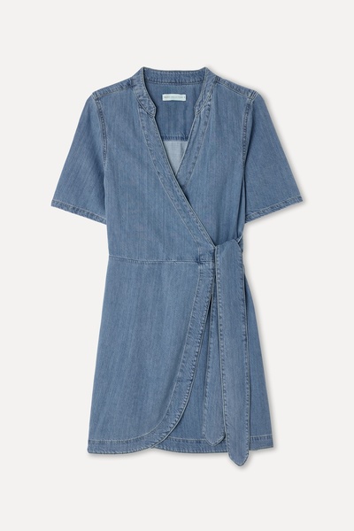 Mudo Kadın Indigo Kruvaze Bağlamalı Mini Jean Elbise