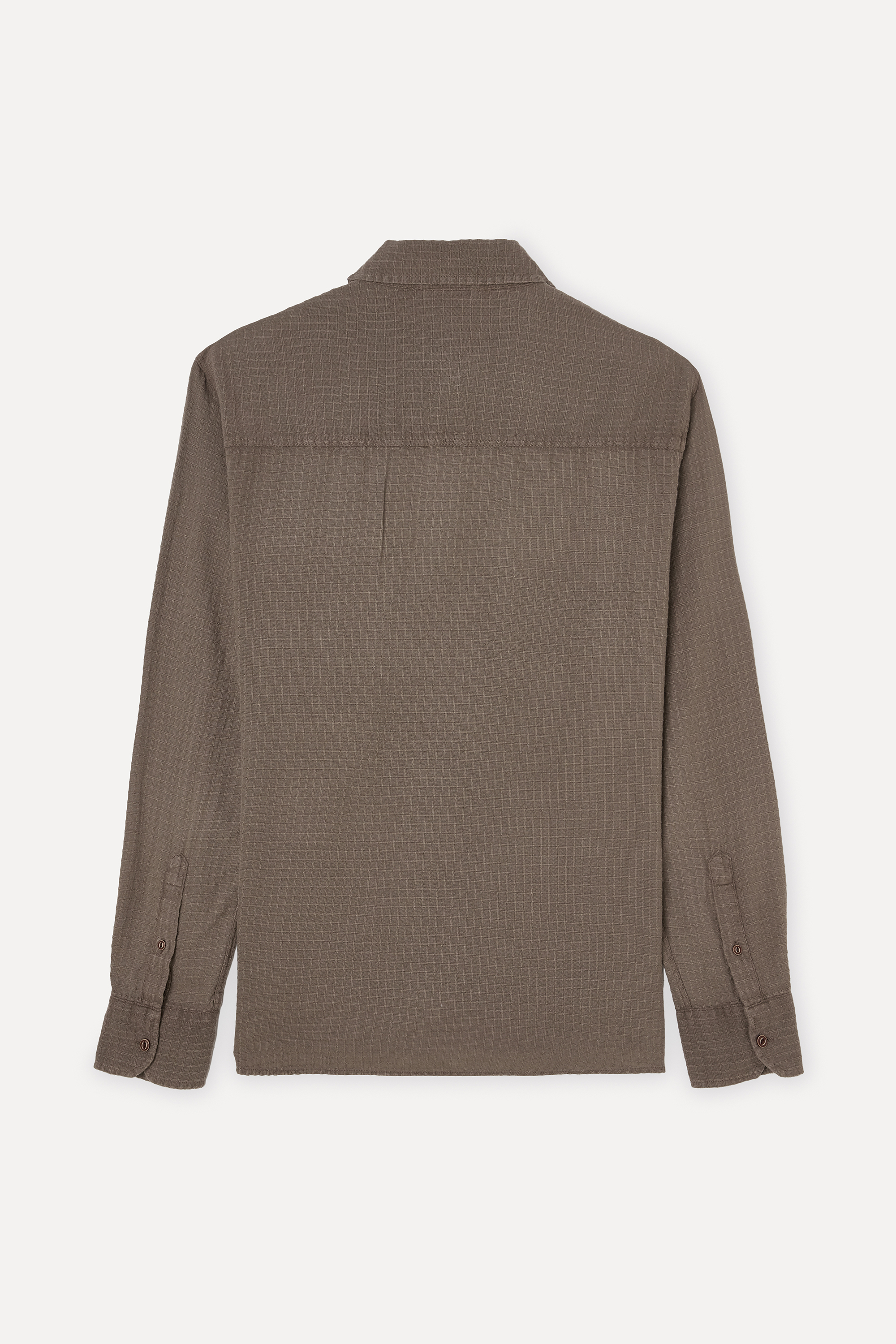 Erkek Kahverengi Comfort Fit Çift Cepli Uzun Kollu Gömlek