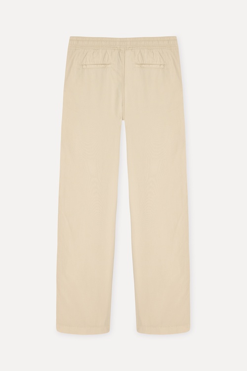 Erkek Bej Straight Fit Beli Bağlamalı Pantolon