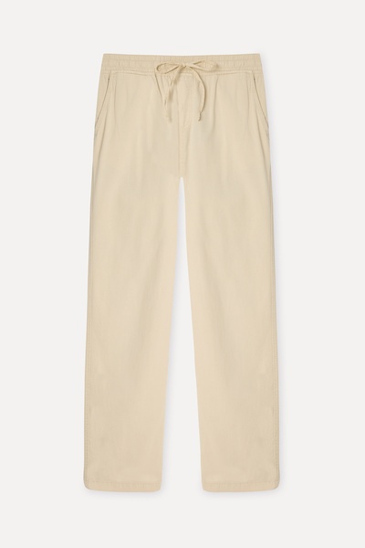 Mudo Erkek Bej Straight Fit Beli Bağlamalı Pantolon
