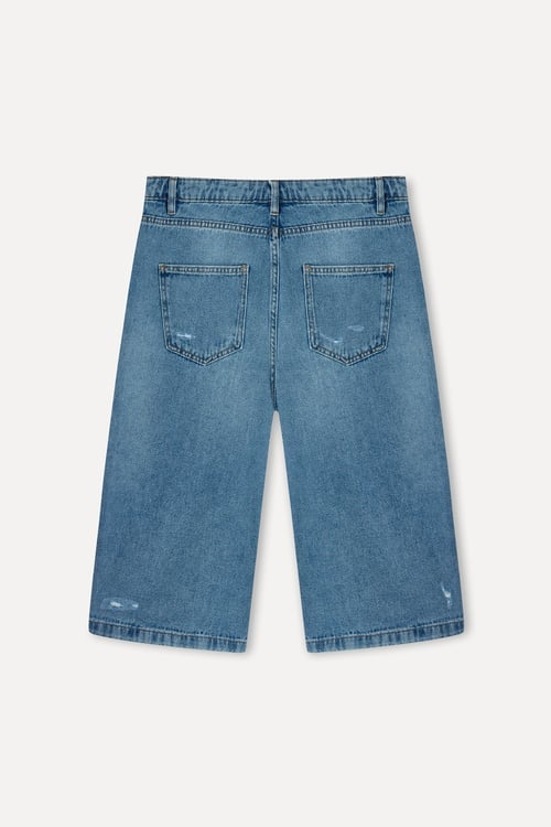 Kadın İndigo Straight Fit Bermuda Şort