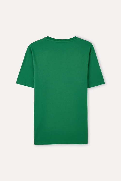  Erkek Yeşil Comfort Fit Bisiklet Yaka T-Shirt