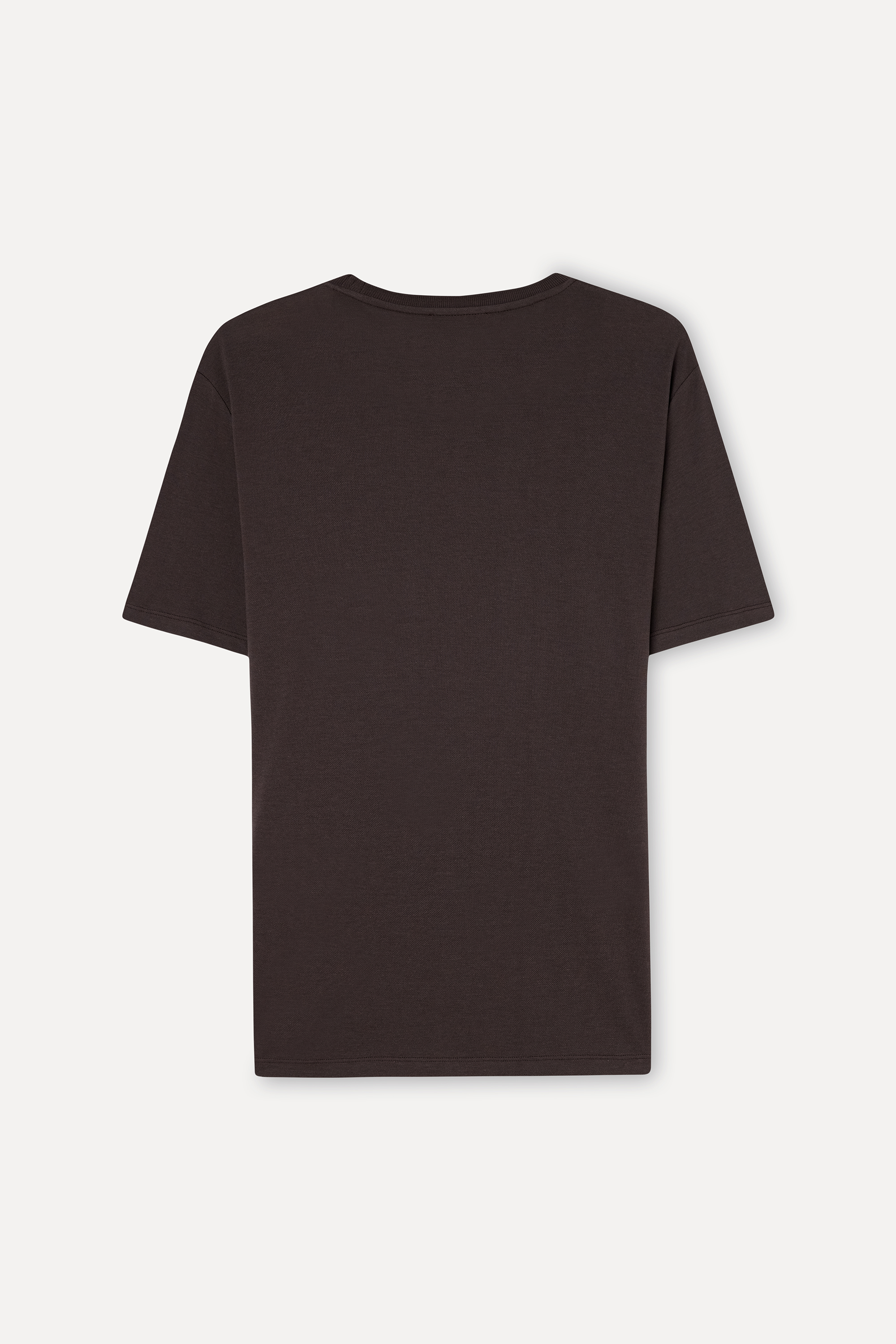 Erkek Kahverengi Comfort Fit Bisiklet Yaka T-Shirt