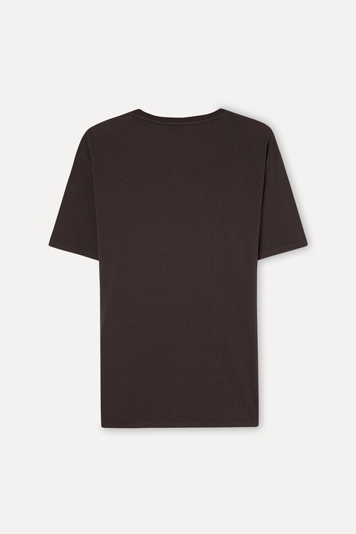  Erkek Kahverengi Comfort Fit Bisiklet Yaka T-Shirt