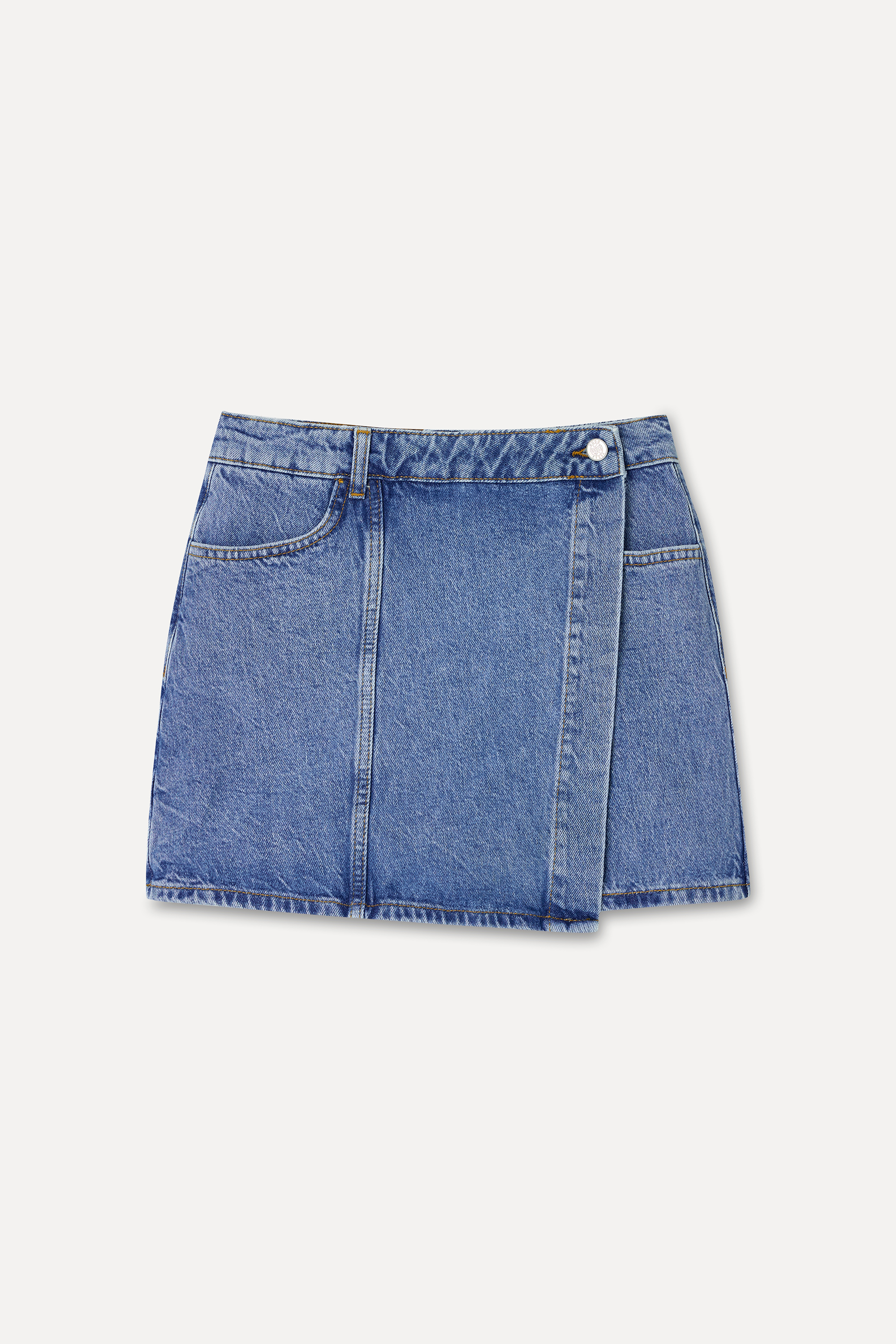 Kadın İndigo Kruvaze Jean Şort Etek