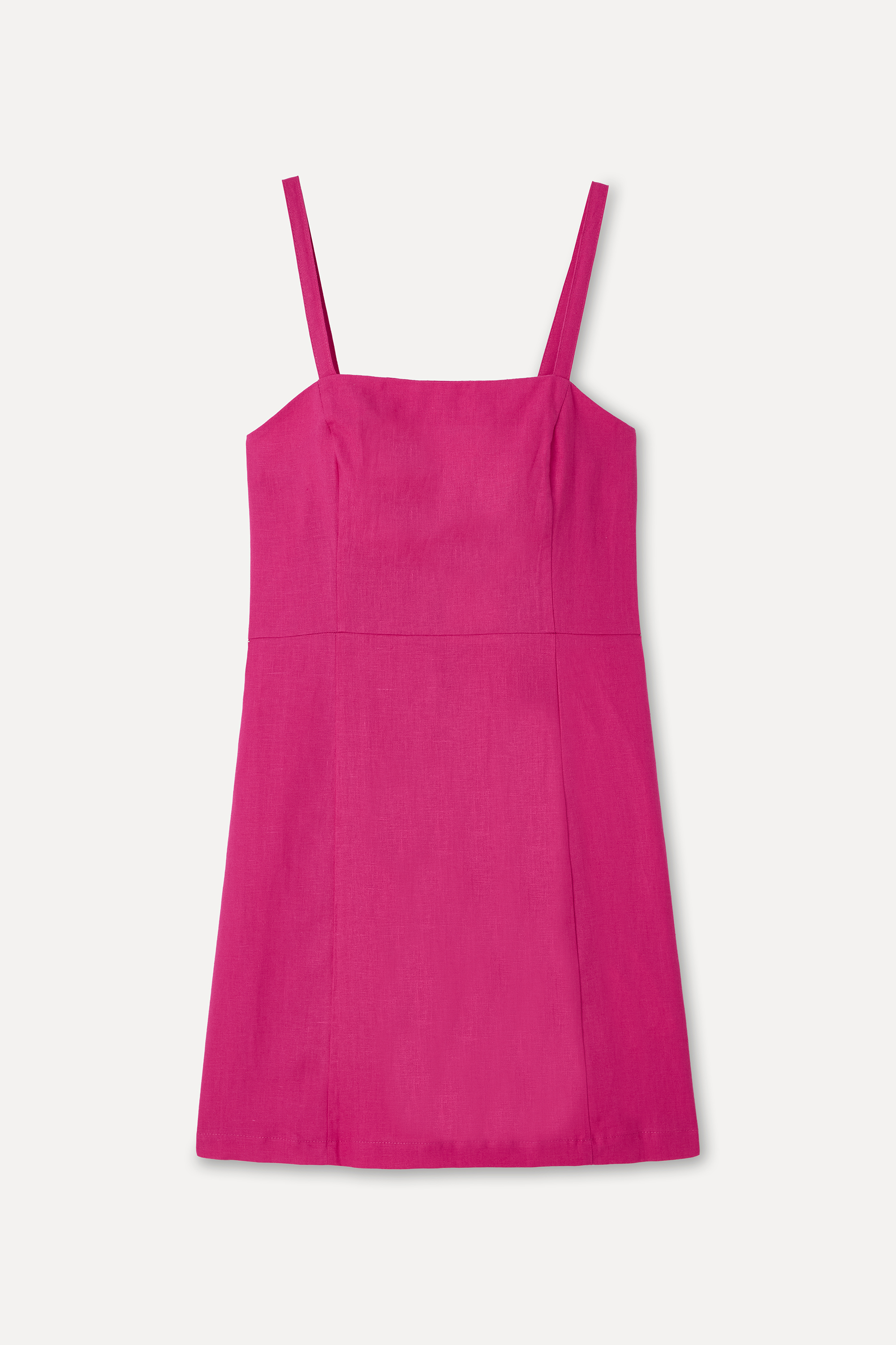 Kadın Pembe Kolsuz Keten Mini Elbise