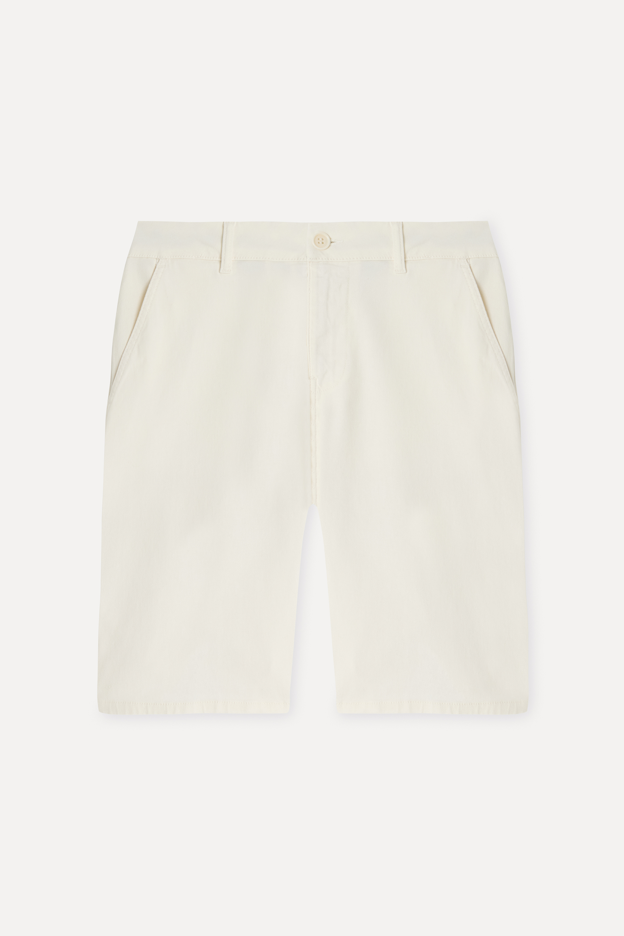 Erkek Kırık Beyaz Straight Fit Chino Şort