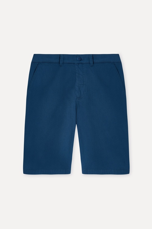 Erkek İndigo Straight Fit Chino Şort