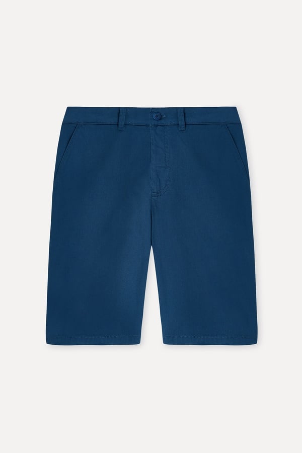 Erkek İndigo Straight Fit Chino Şort