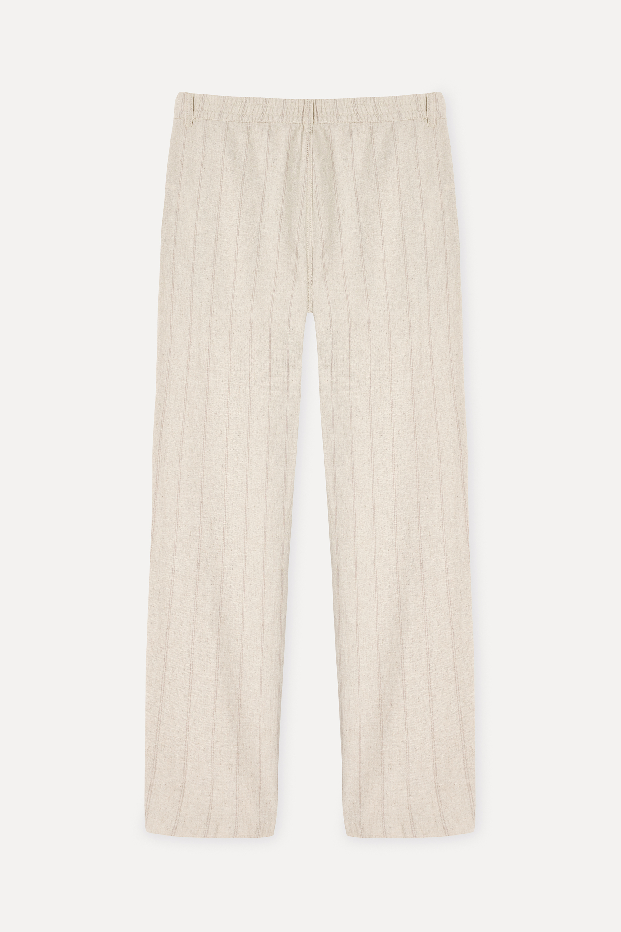 Erkek Bej Keten Karışımlı Straight Fit Chino Pantolon