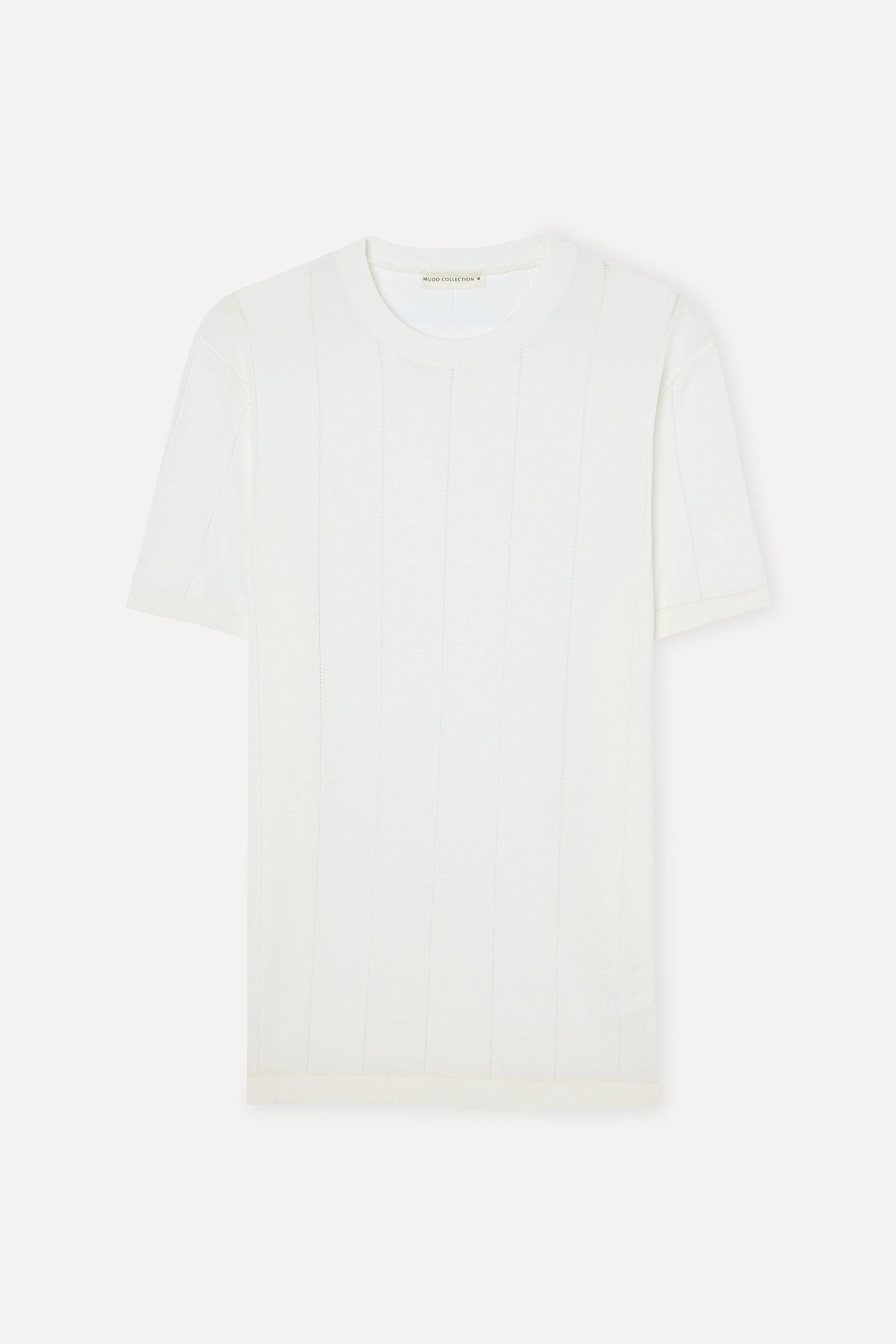 Erkek Beyaz Bisiklet Yaka Kısa Kollu Triko Kazak