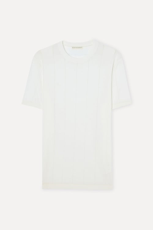 Erkek Beyaz Bisiklet Yaka Kısa Kollu Triko Kazak