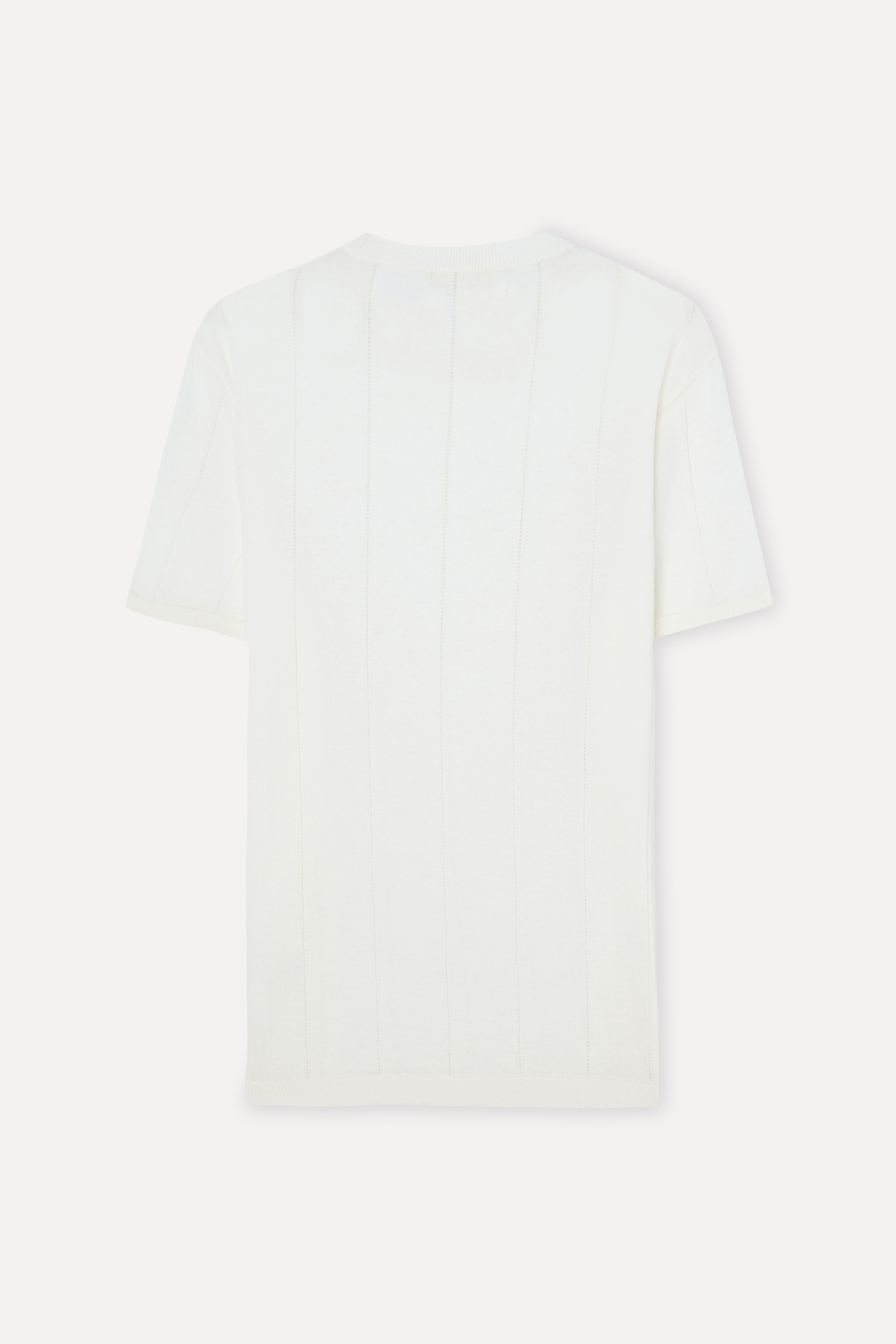 Erkek Beyaz Bisiklet Yaka Kısa Kollu Triko Kazak