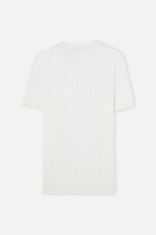 Erkek Beyaz Bisiklet Yaka Kısa Kollu Triko Kazak