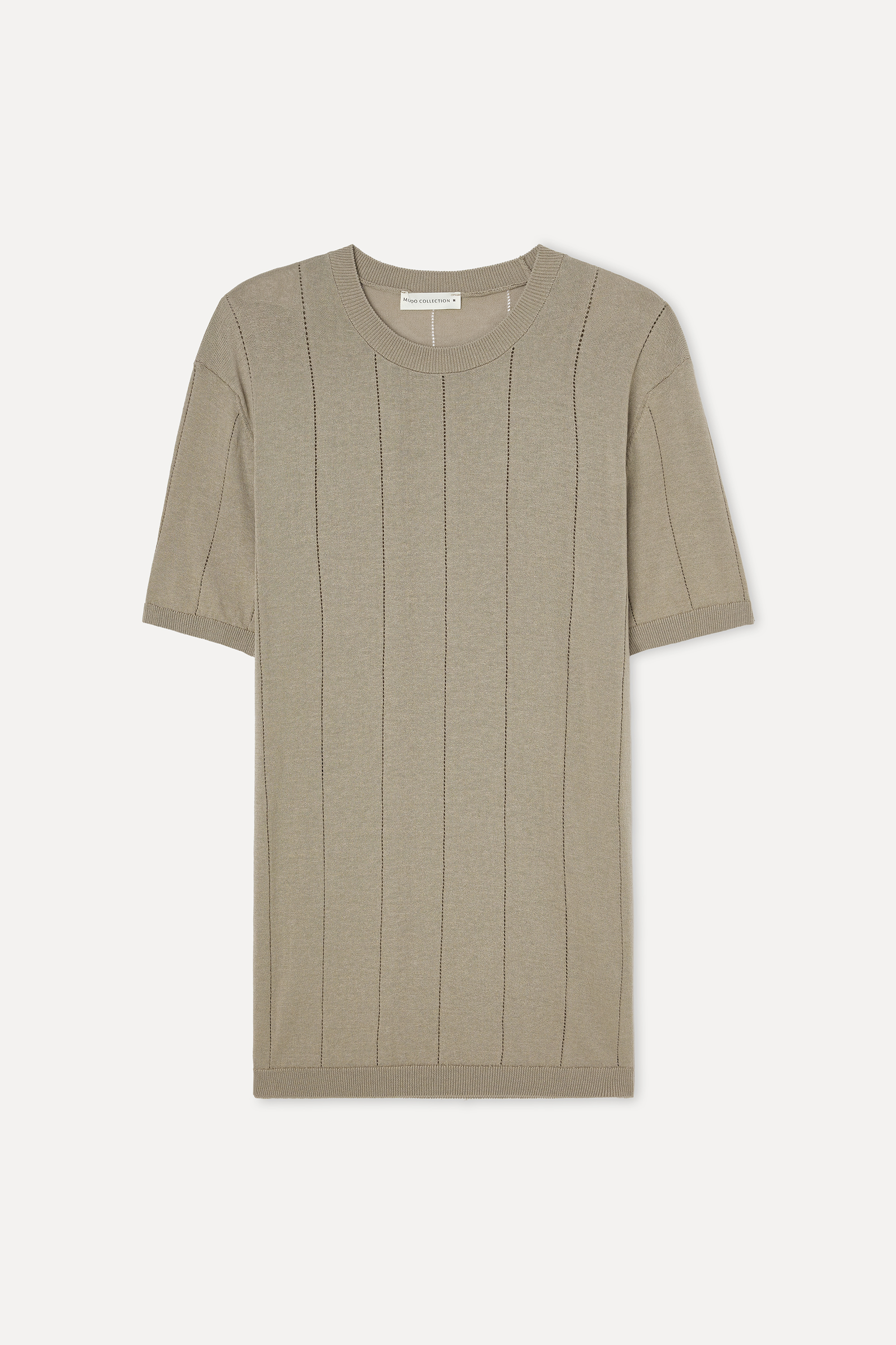 Erkek Bej Bisiklet Yaka Kısa Kollu Triko Kazak