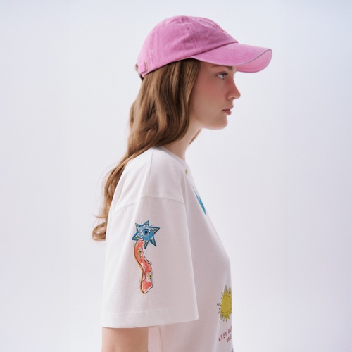 Kadın Pembe Nakışlı Kasket Şapka