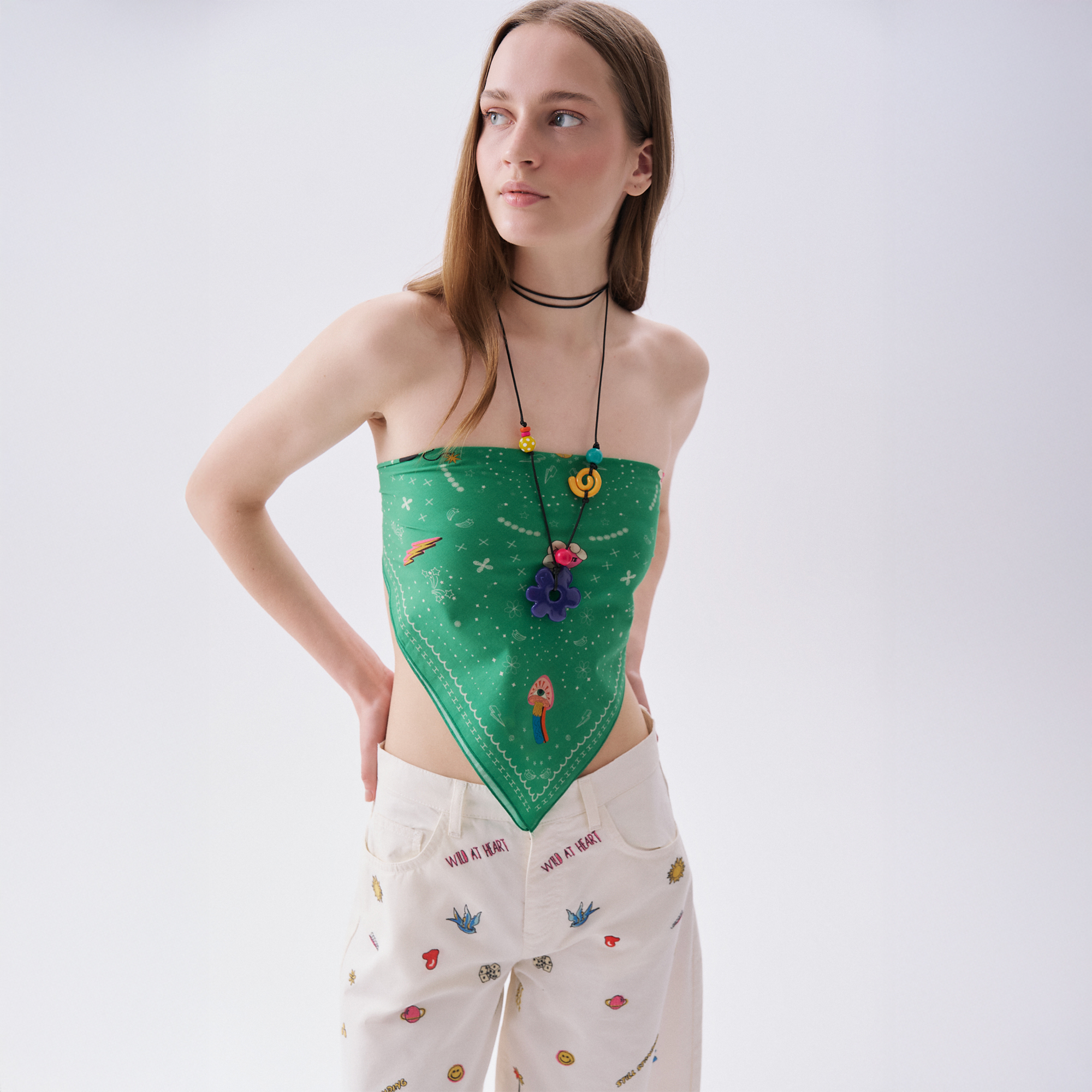 Kadın Yeşil Desenli Fular