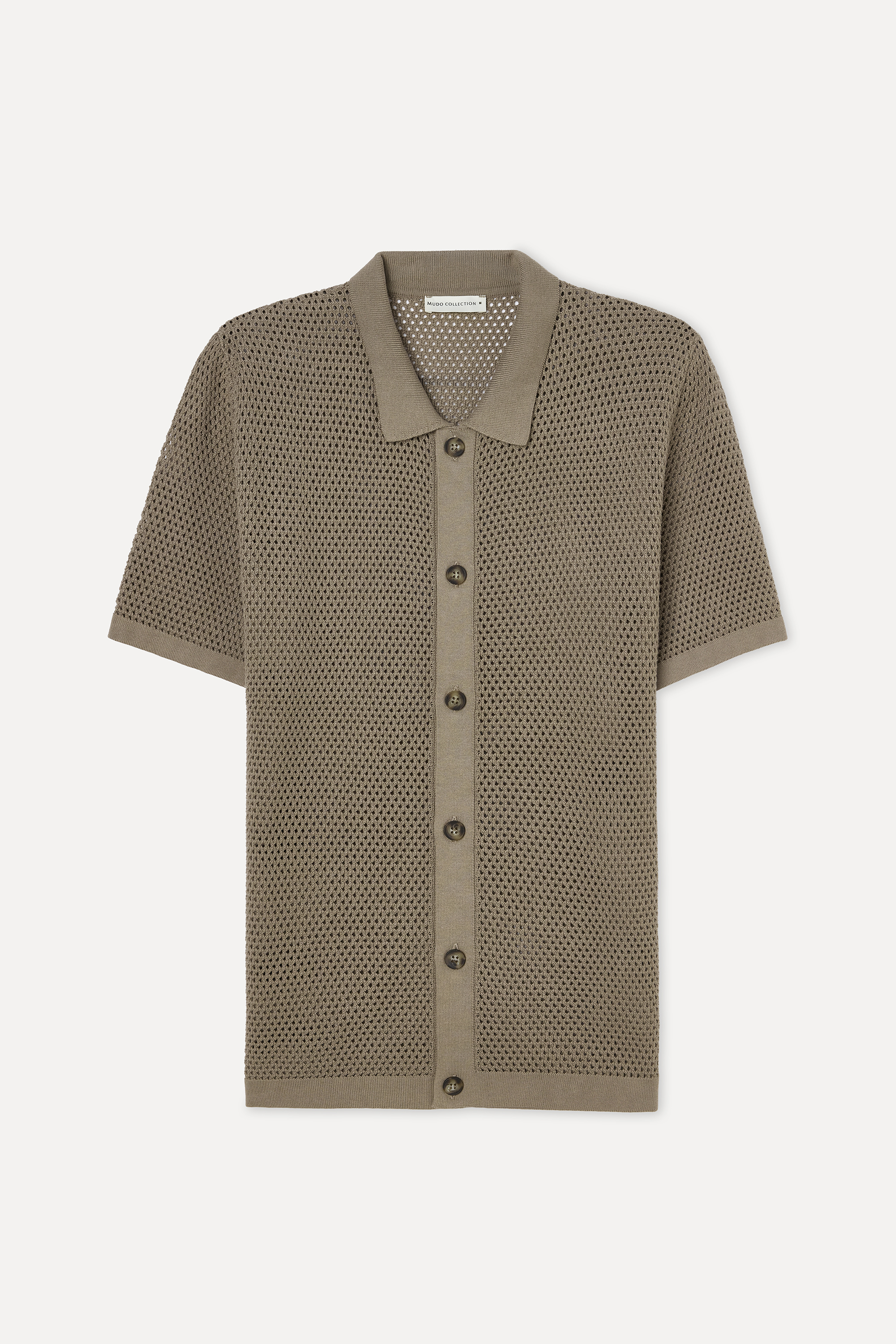 Erkek Vizon Rengi Polo Yaka Kısa Kollu Triko Hırka