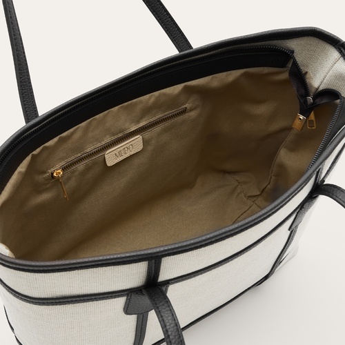 Kadın Siyah Dikiş Detaylı Kanvas Dokulu El Çantası