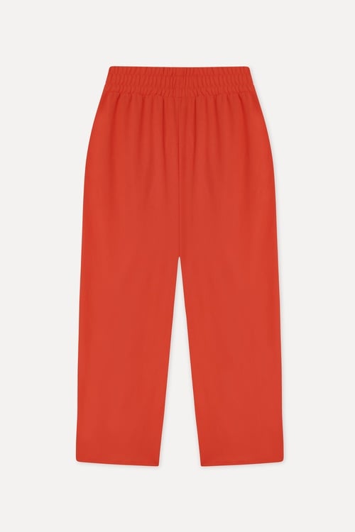 Kadın Kırmızı Wide Leg Örme Pantolon
