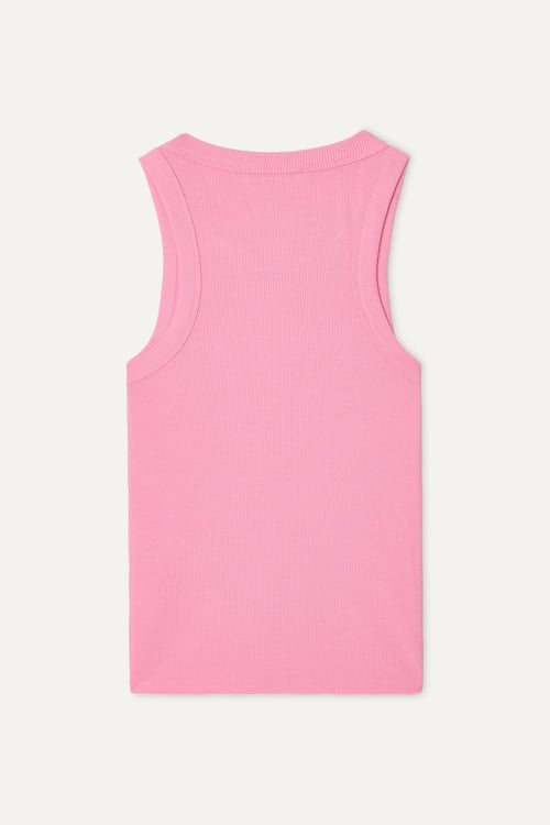 Kadın Pembe Fitted Bisiklet Yaka Kolsuz T-Shirt