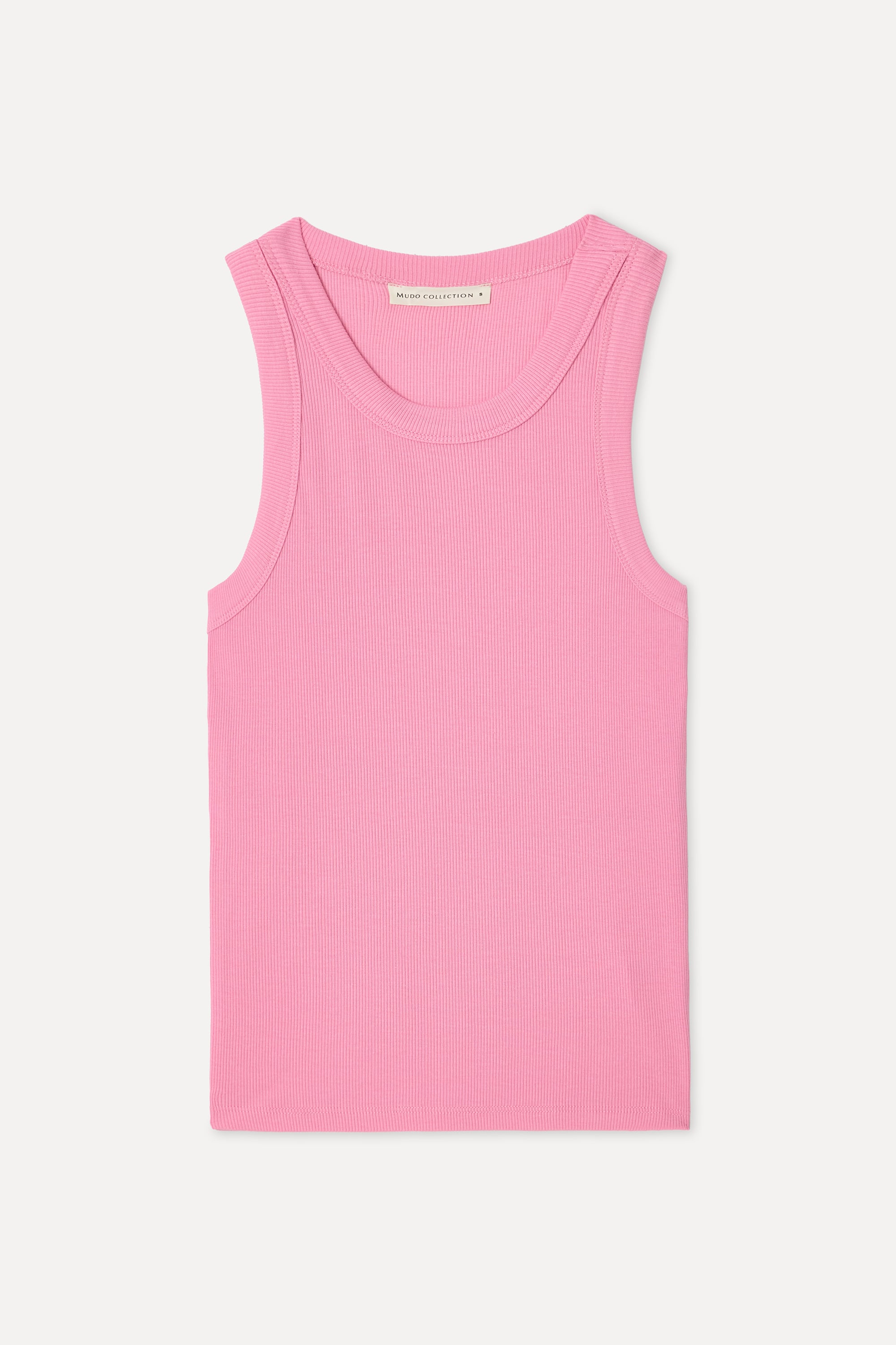 Kadın Pembe Fitted Bisiklet Yaka Kolsuz T-Shirt