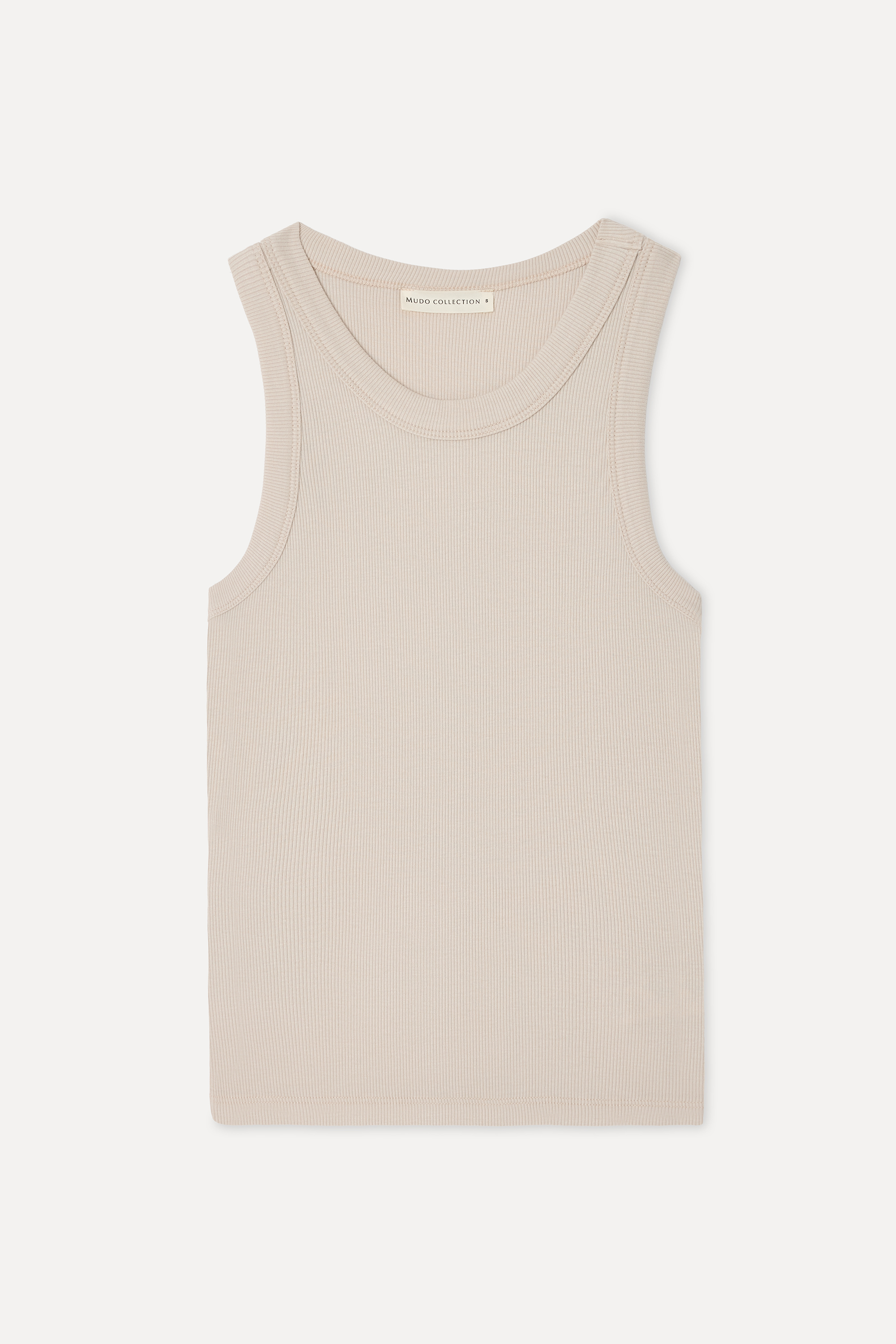 Kadın Taş Rengi Fitted Bisiklet Yaka Kolsuz T-Shirt