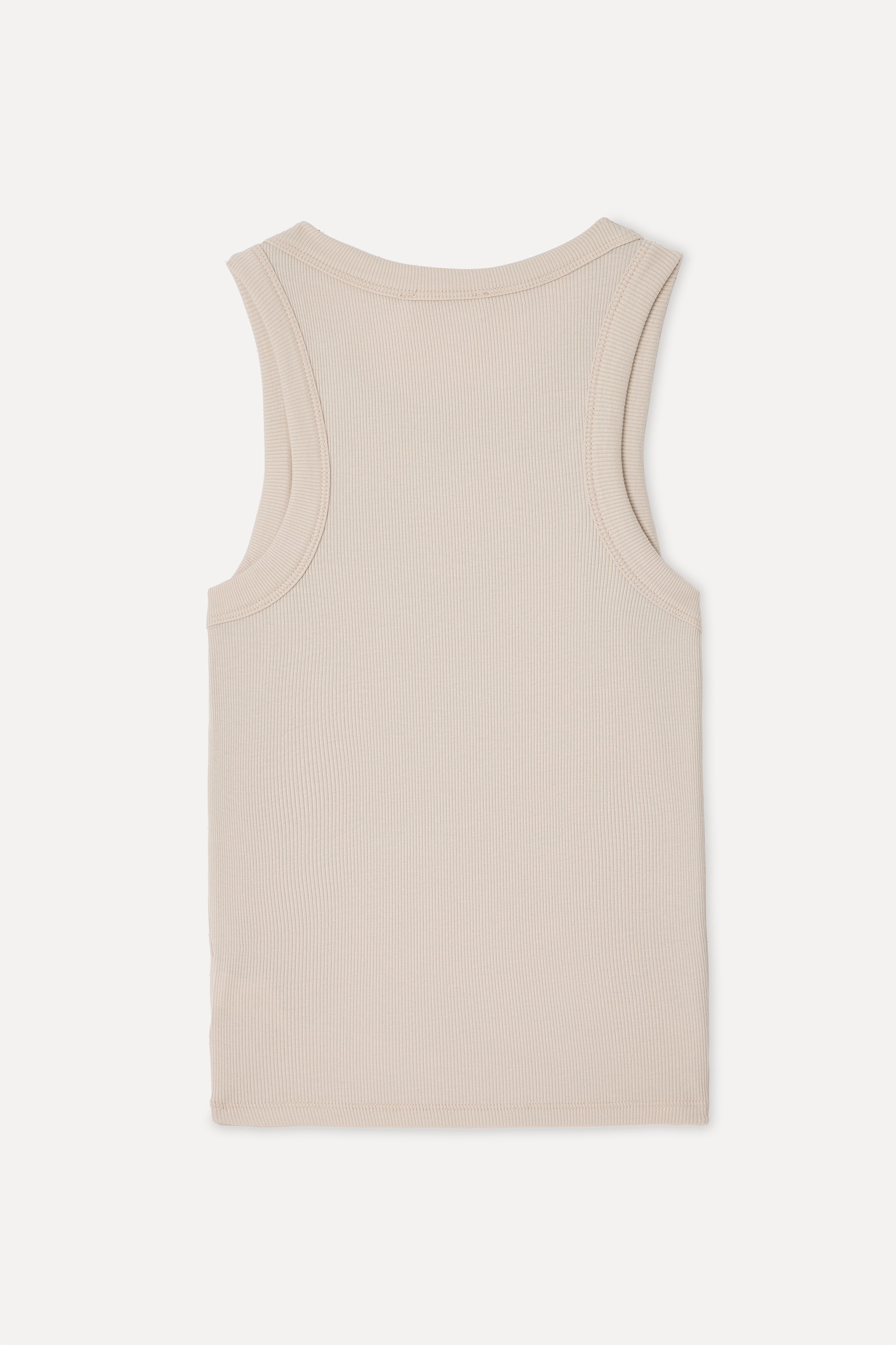 Kadın Taş Rengi Fitted Bisiklet Yaka Kolsuz T-Shirt