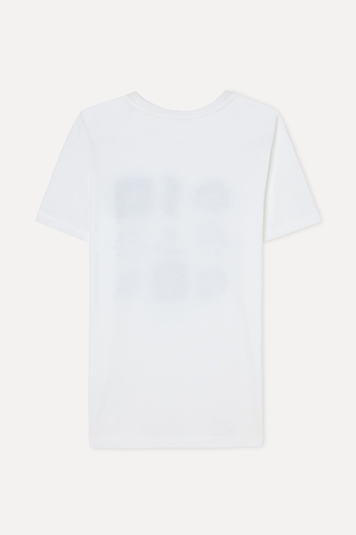 Kadın Kırık Beyaz Baskılı Bisiklet Yaka T-Shirt