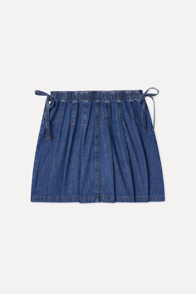 Mudo Kadın Indigo Comfort Fit Bağlama Detaylı Jean Etek