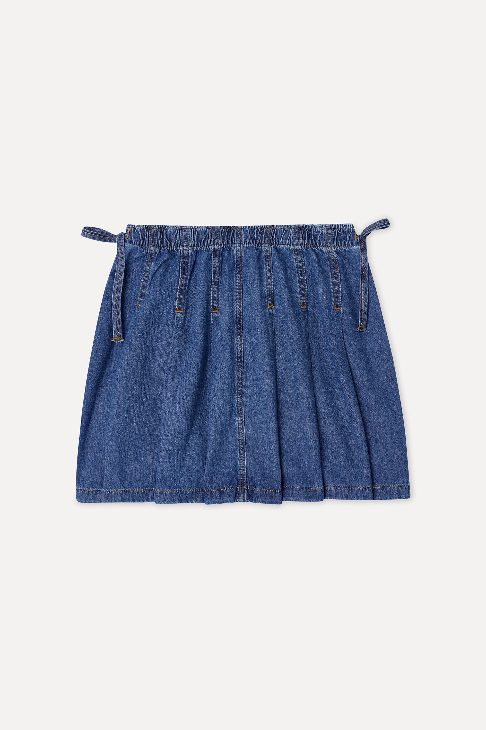 Kadın İndigo Comfort Fit Bağlama Detaylı Jean Etek