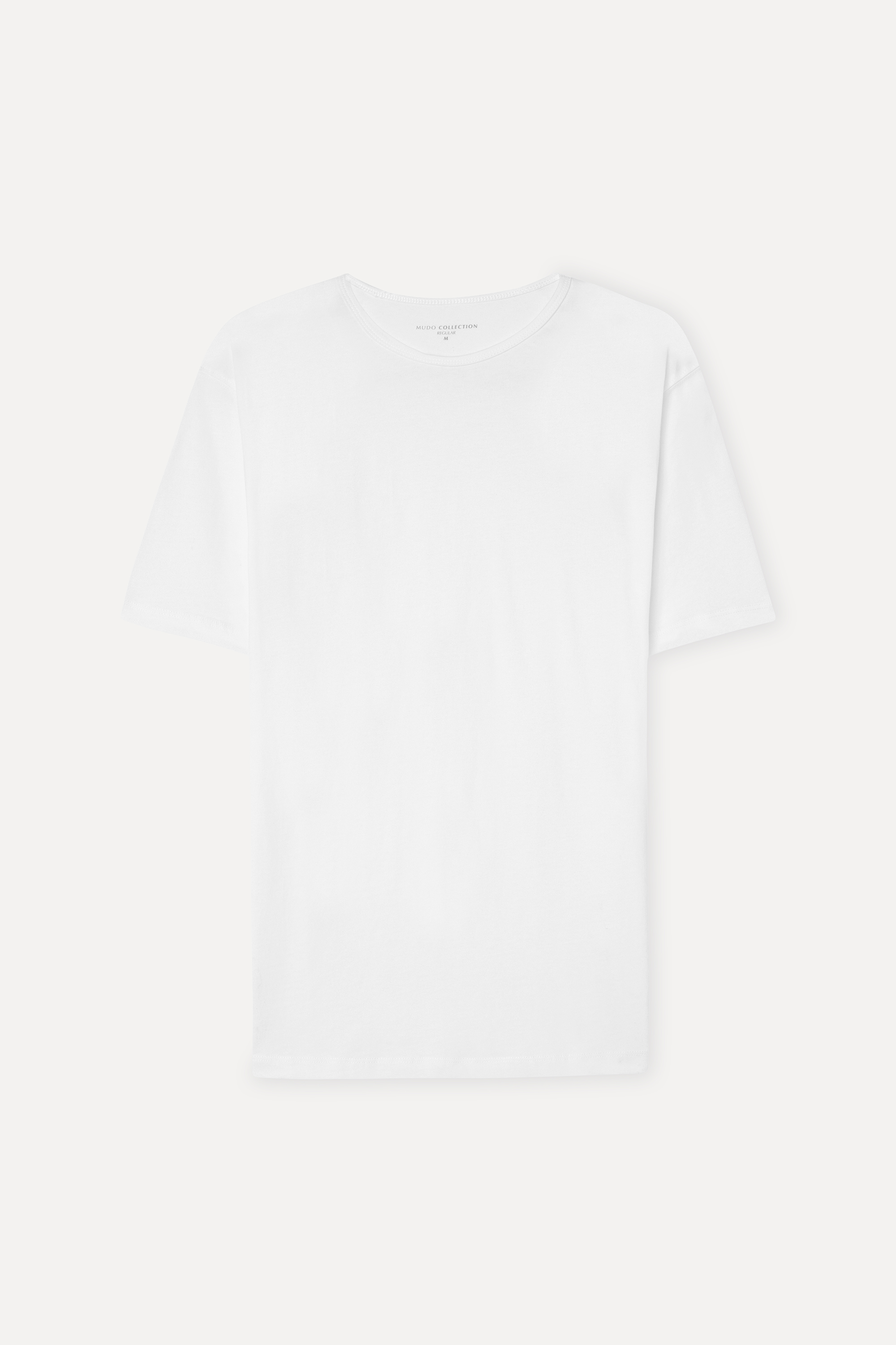 Erkek Beyaz Bisiklet Yaka T-Shirt