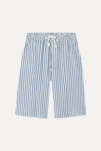Mudo Kadın Beyaz Çizgili Relax Fit Chino Şort