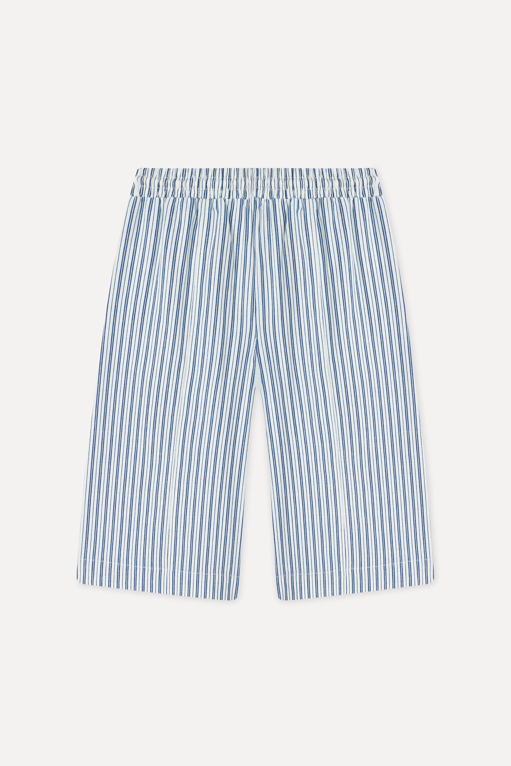 Kadın Beyaz Çizgili Relax Fit Chino Şort