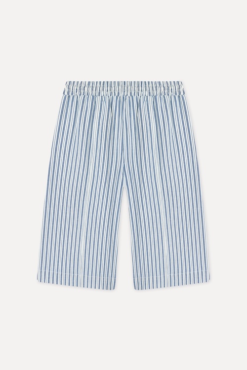  Kadın Beyaz Çizgili Relax Fit Chino Şort