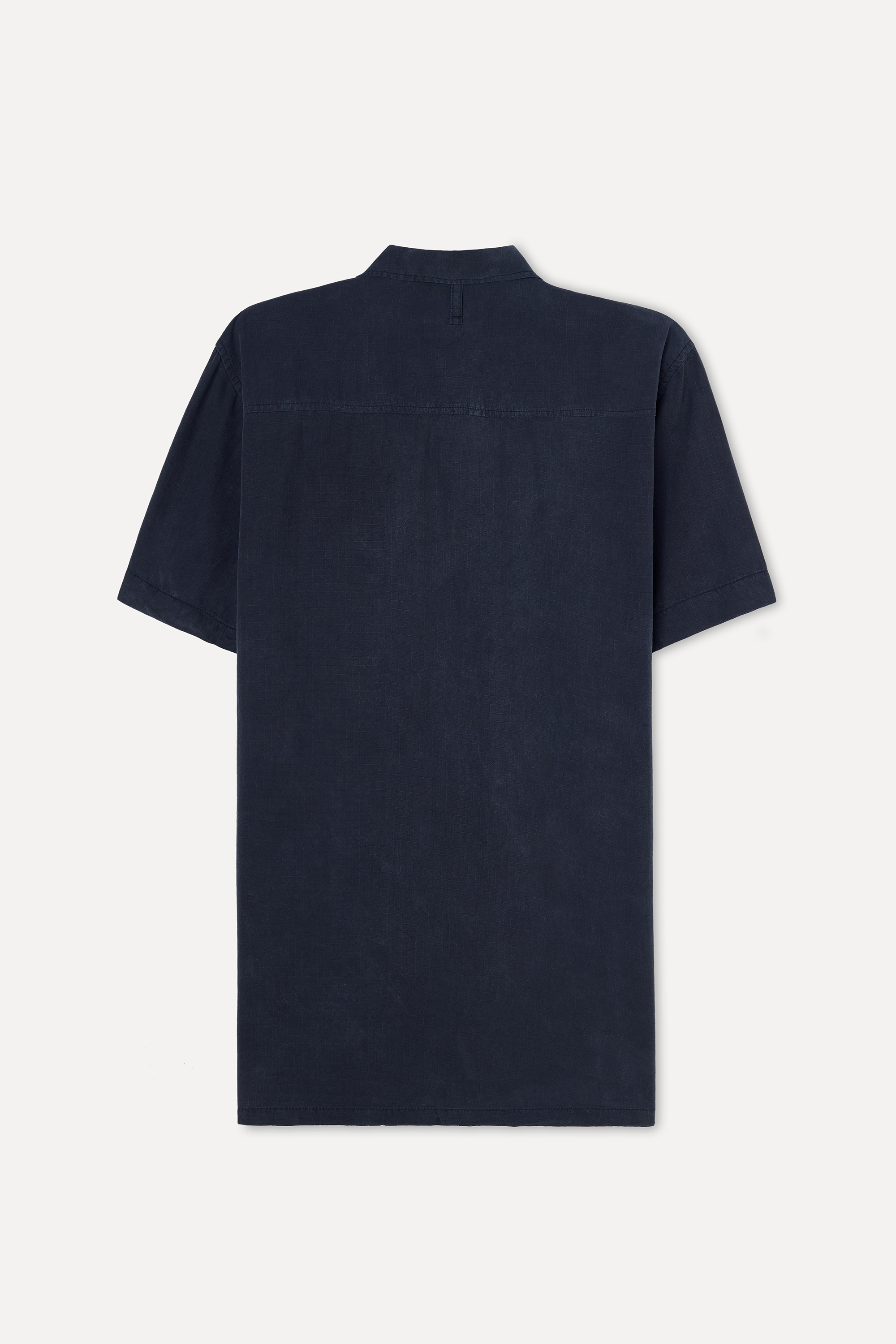 Erkek Lacivert Regular Fit Resort Yaka Kısa Kollu Gömlek