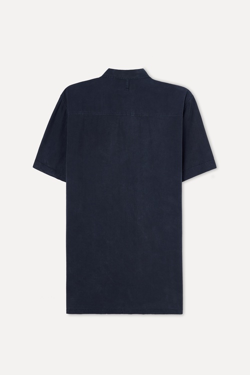  Erkek Lacivert Regular Fit Resort Yaka Kısa Kollu Gömlek