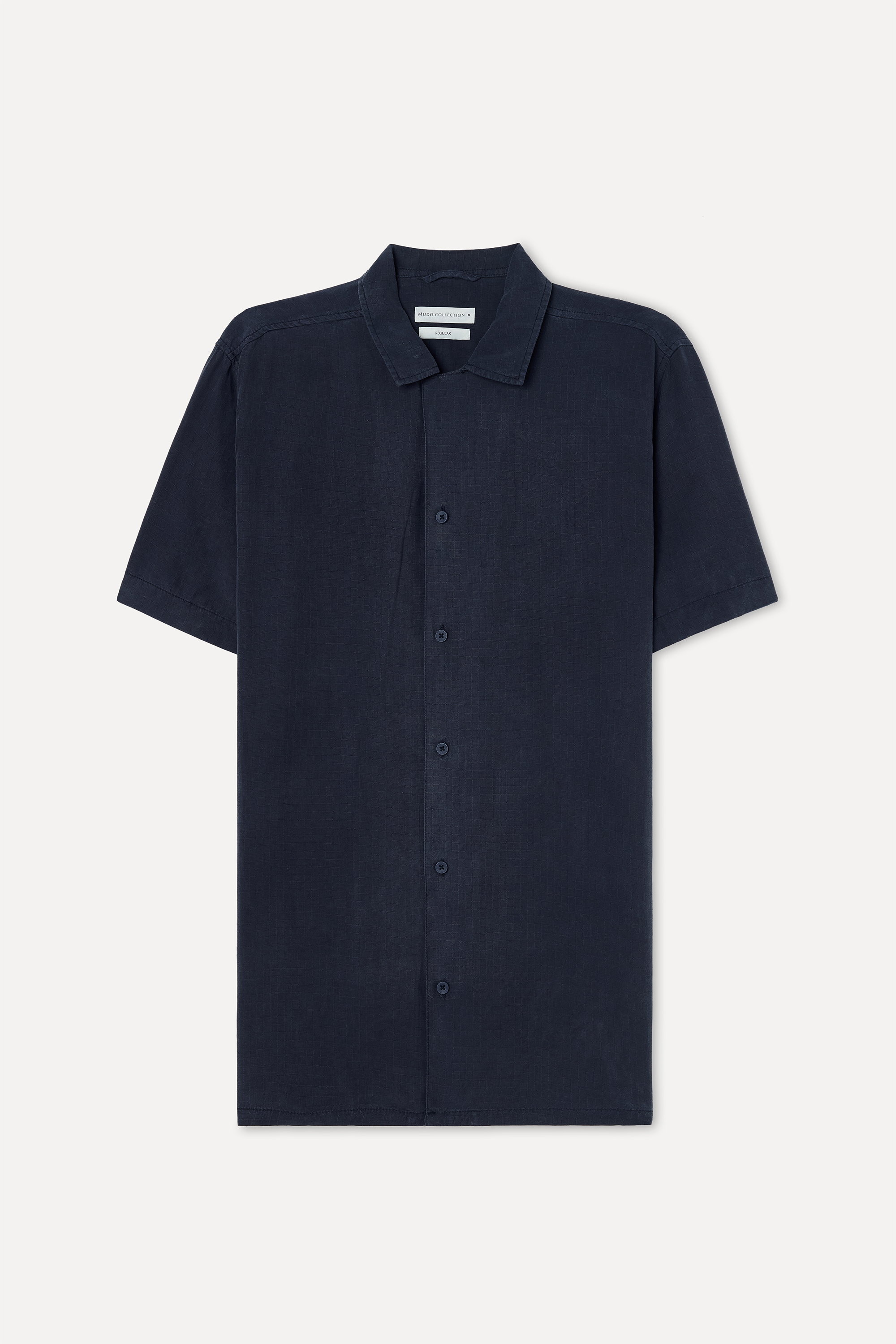 Erkek Lacivert Regular Fit Resort Yaka Kısa Kollu Gömlek