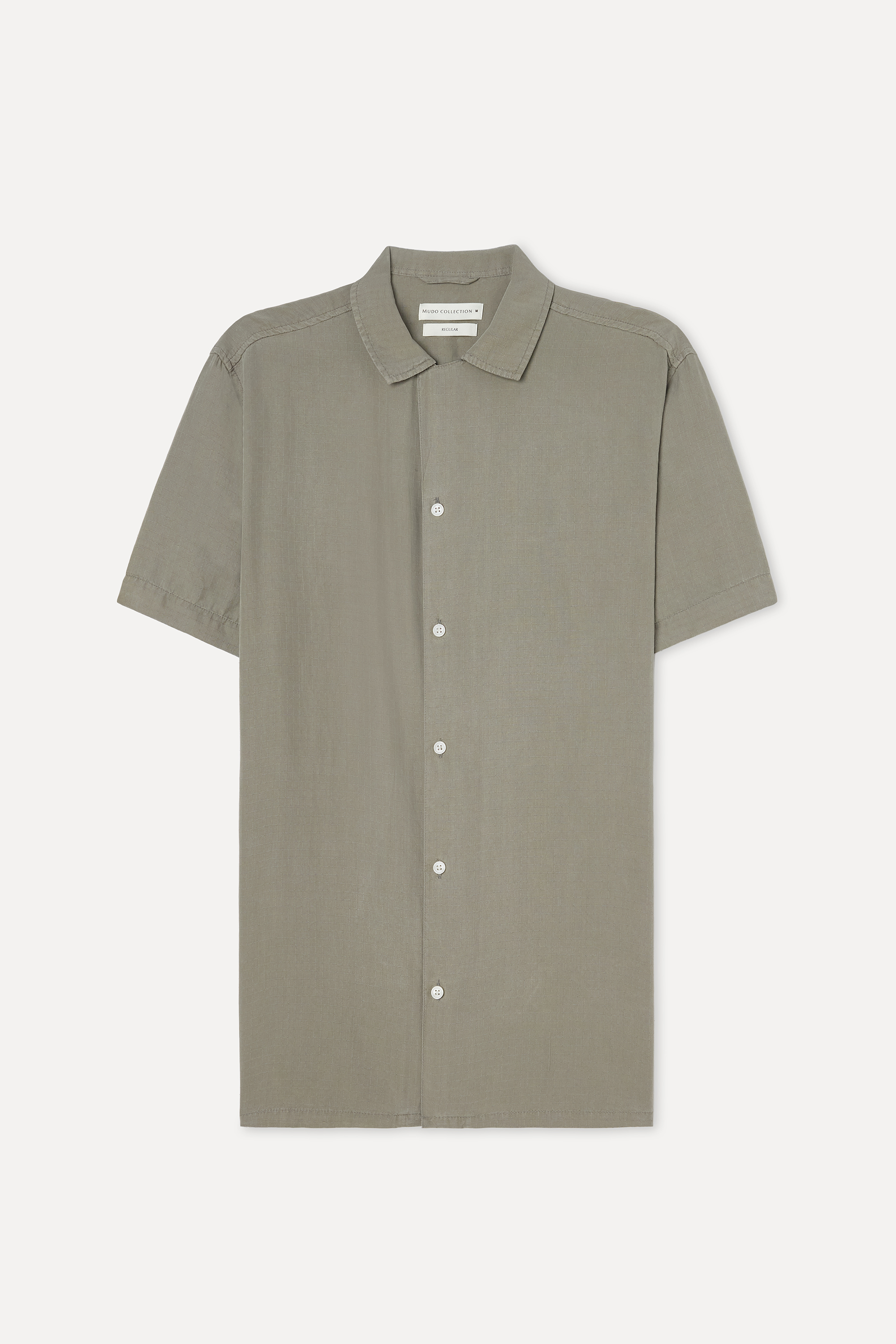 Erkek Vizon Rengi Regular Fit Resort Yaka Kısa Kollu Gömlek