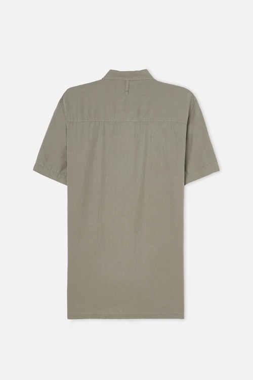 Erkek Vizon Rengi Regular Fit Resort Yaka Kısa Kollu Gömlek