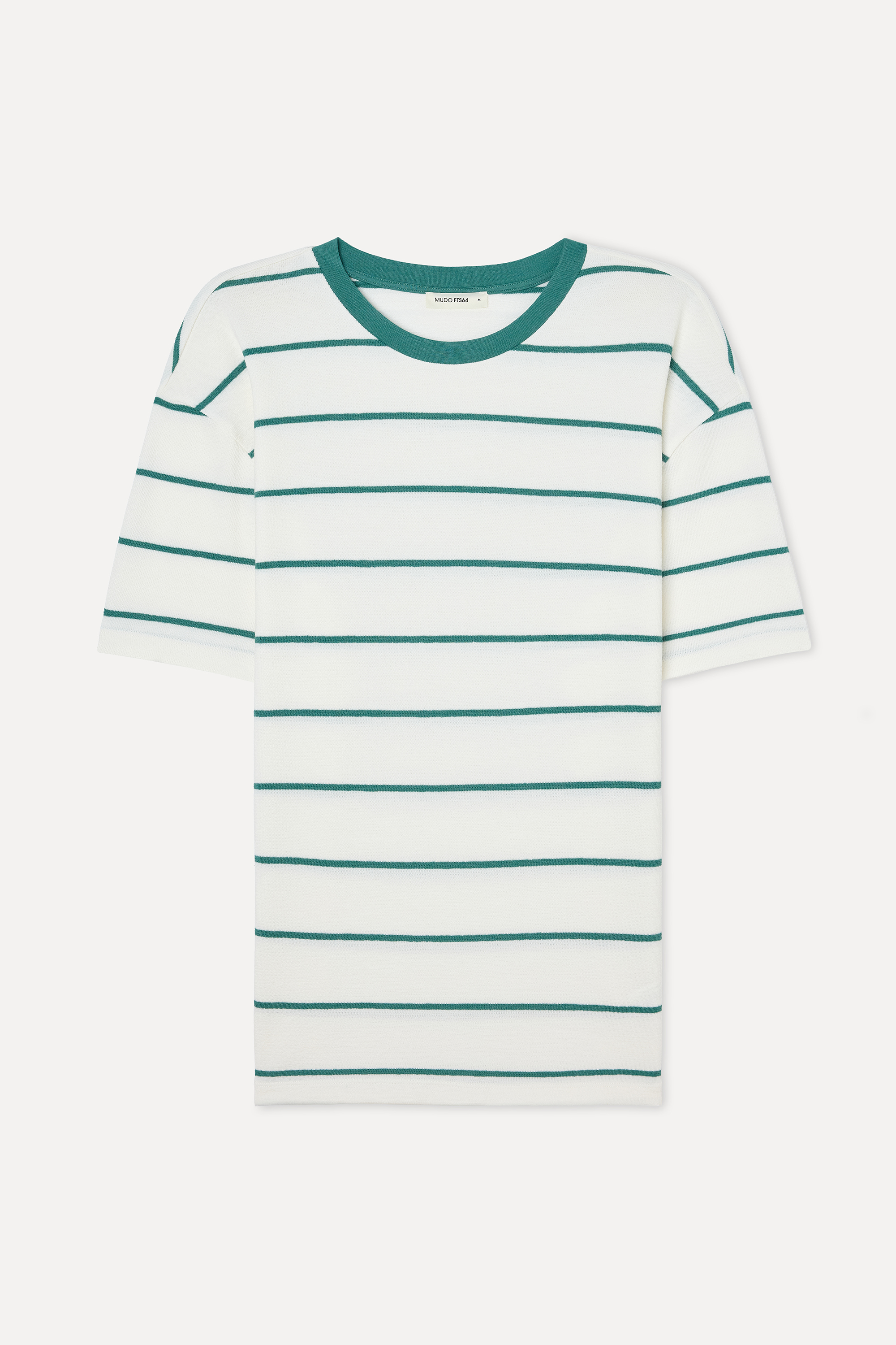 Erkek Yeşil Çizgili Comfort Fit Bisiklet Yaka T-Shirt