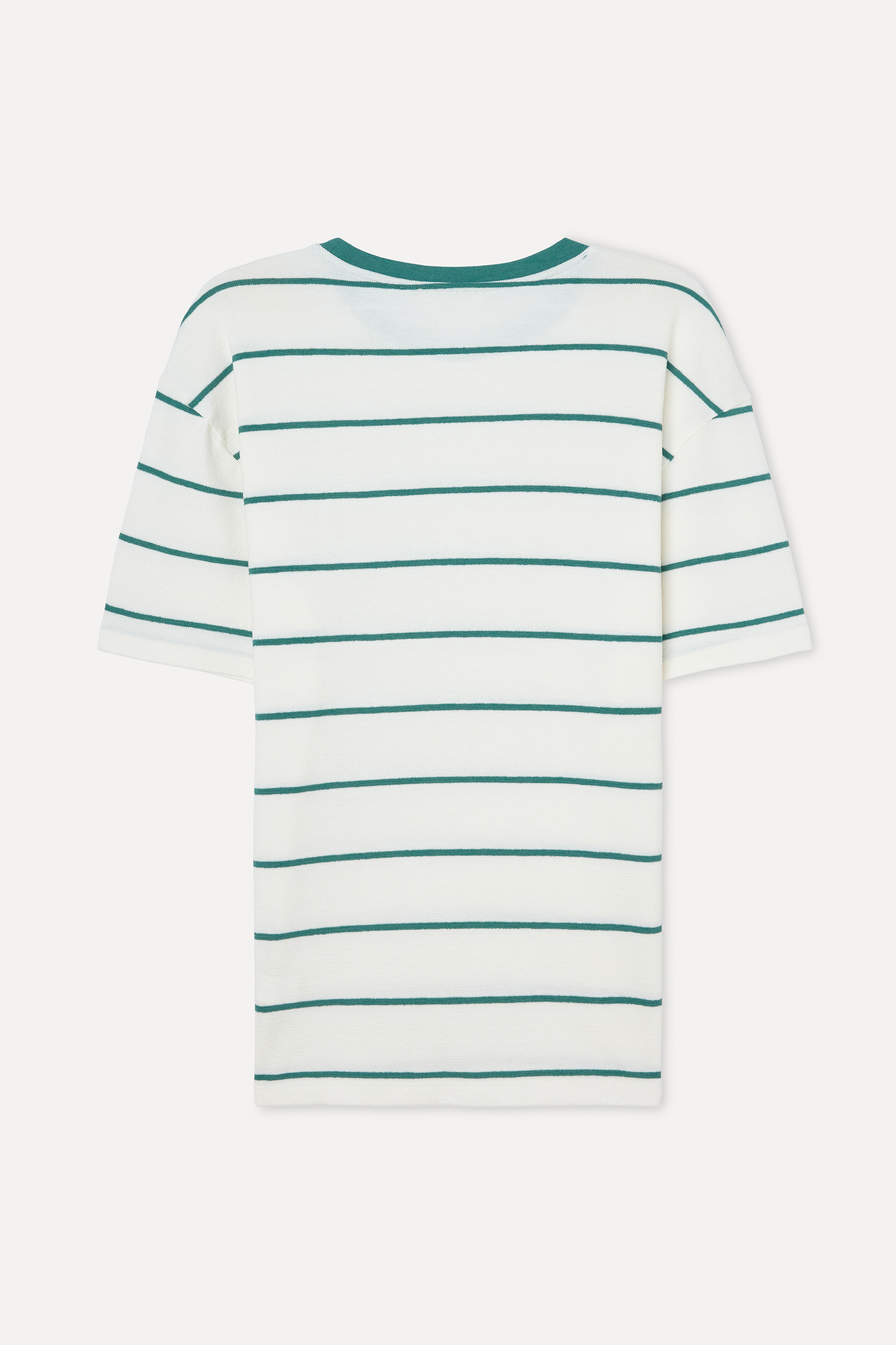 Erkek Yeşil Çizgili Comfort Fit Bisiklet Yaka T-Shirt