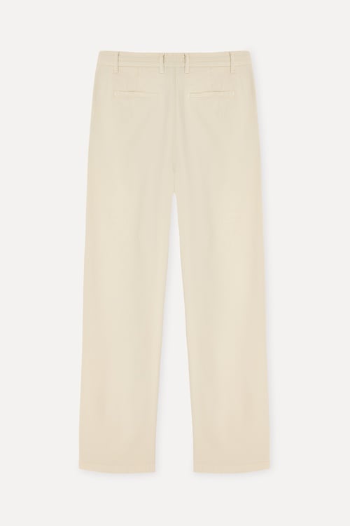 Erkek Kemik Rengi Beli Bağlamalı Tapered Fit Chino Pantolon