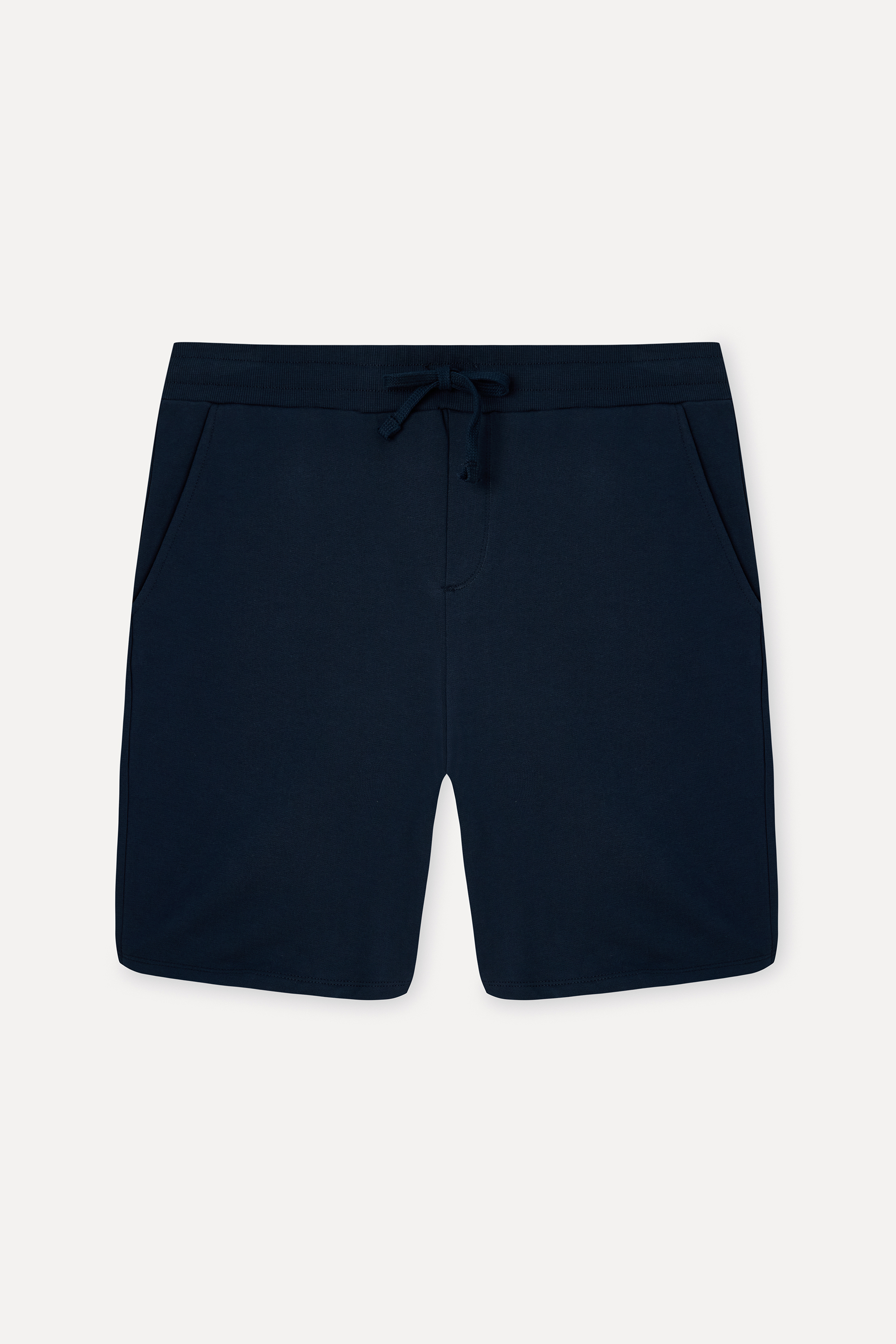 Erkek Lacivert Straight Fit Beli Bağlamalı Şort