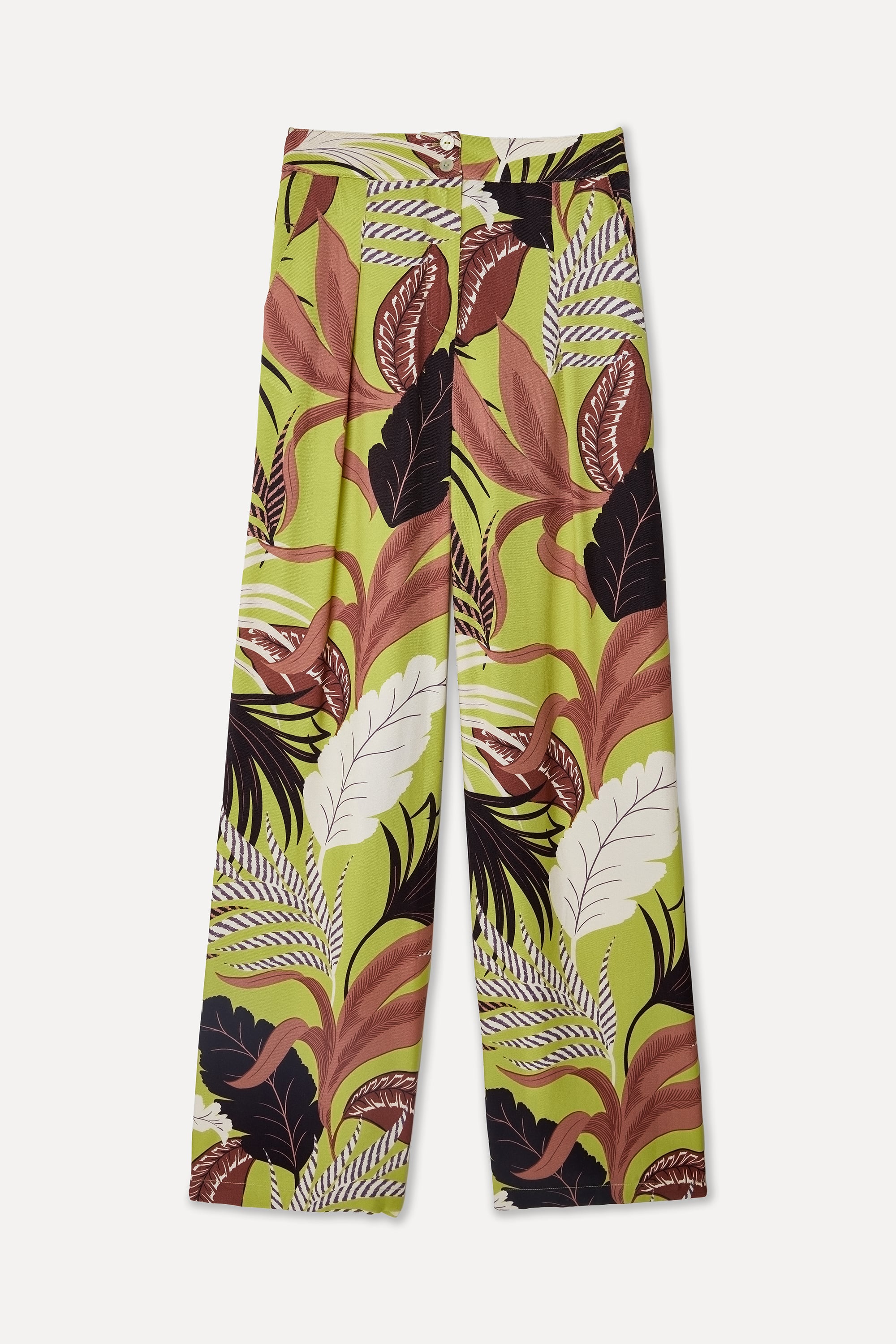 Kadın Yeşil Desenli Straight Fit Pantolon